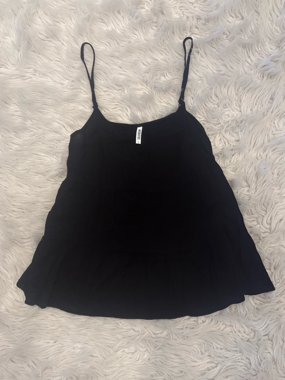 Black Tiered Spaghetti-Strap Tank Top - Women